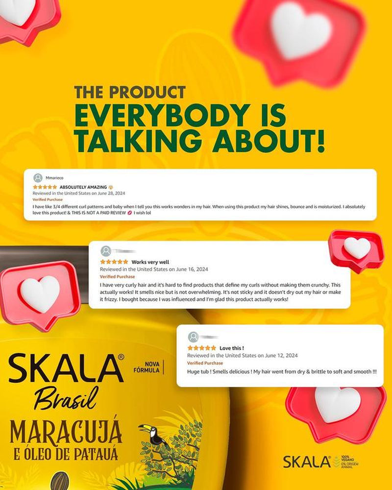 Skala Expert Mais Cachos & Passion Fruit Patauá Oil Cream Set for Curly Haircare Vegan 35.27 Oz Each Moisturizing & Styling Products